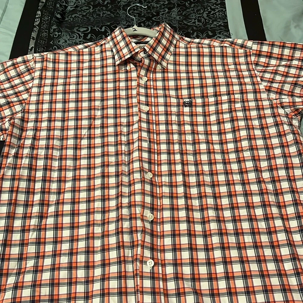Cinch Men's Red and Blue Checkered Shirt, very nice, size large, S/S - Picture 3 of 8
